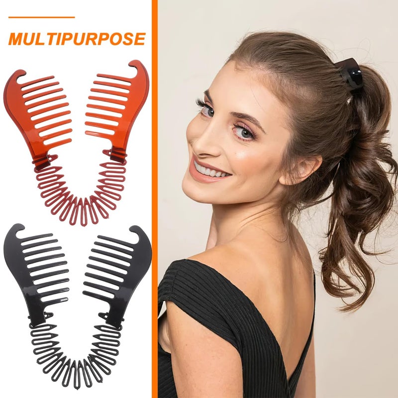 Minkissy 4Pcs Banana Clip for Thick Curly Hair Plastic Banana Hair Clips Ponytail Holder Hairstyling Accessories for Women Girls Parties Weddings and Everyday Use (Black, Coffee) - Image 3